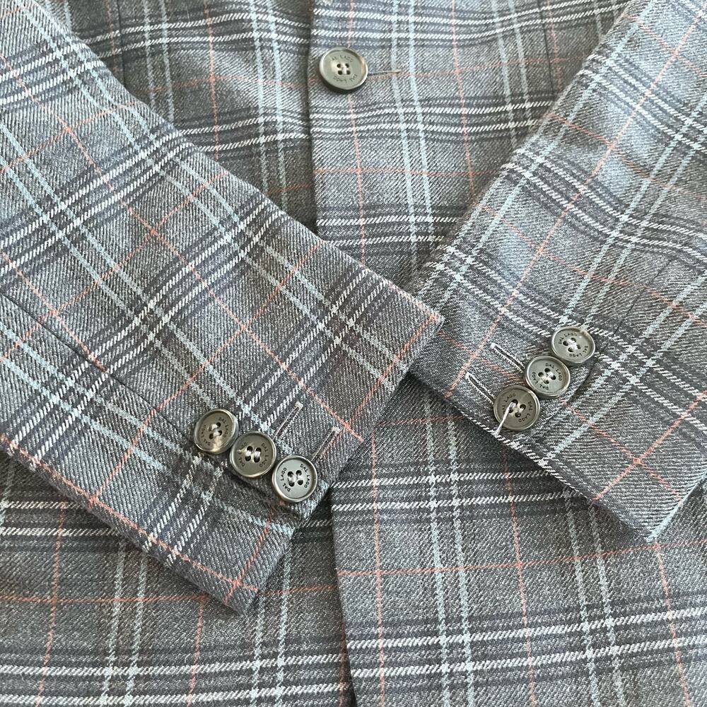 Dal Lago club boys gray plaid virgin wool blazer sports jacket size 10 - Picture 6 of 10